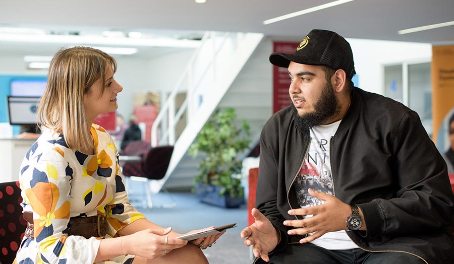 A discussion takes place between two people 