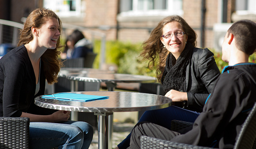 Pg students in the courtyard
