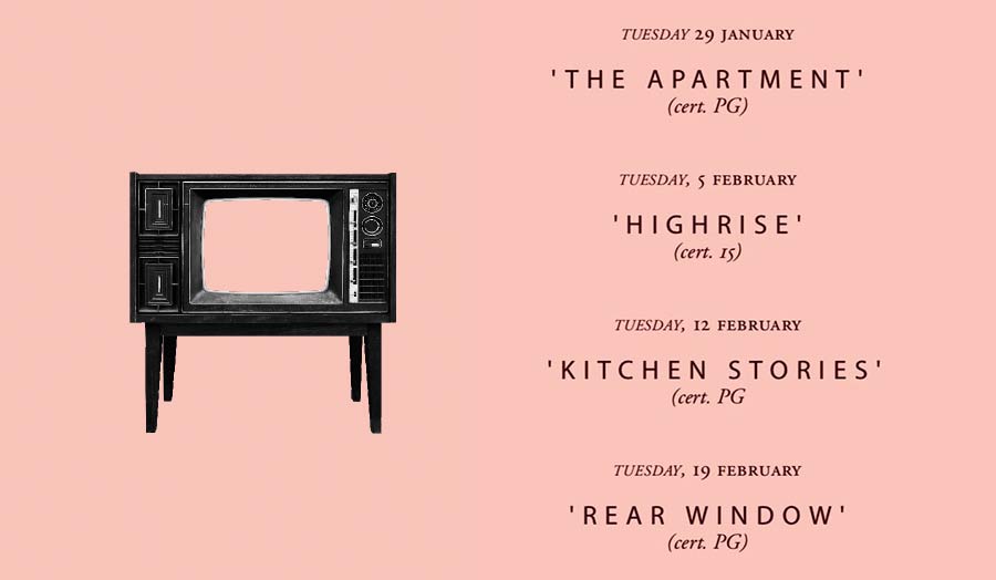 An old fashion TV set and the list of films to be shown