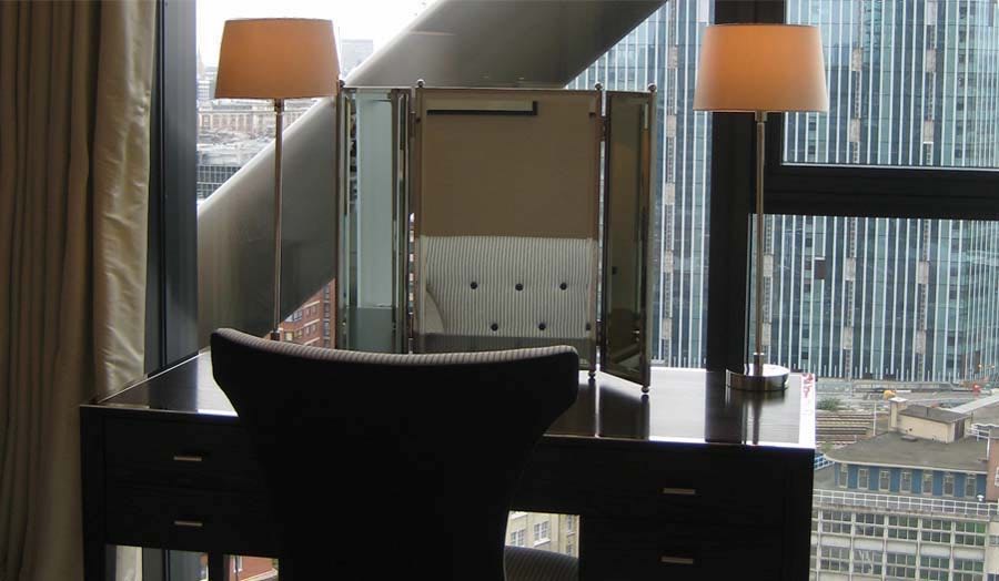 View out from the 18th storey of a high-rise building.