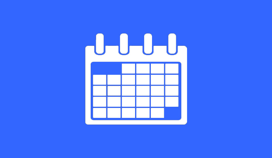 Calendar with bright blue background
