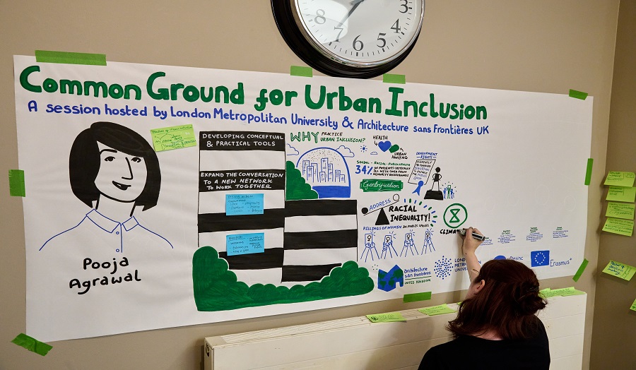 Drawing of poster on wall