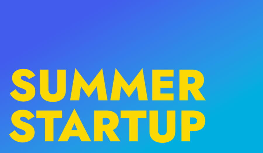 Blue background with a yellow Summer Startup logo