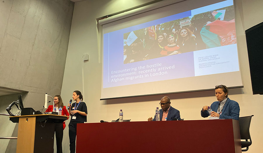 from left: Maria Lopez and Alessia Dalceggio presenting at the conference 
