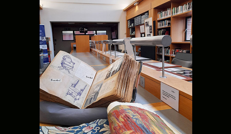a reading room with some archival files opened