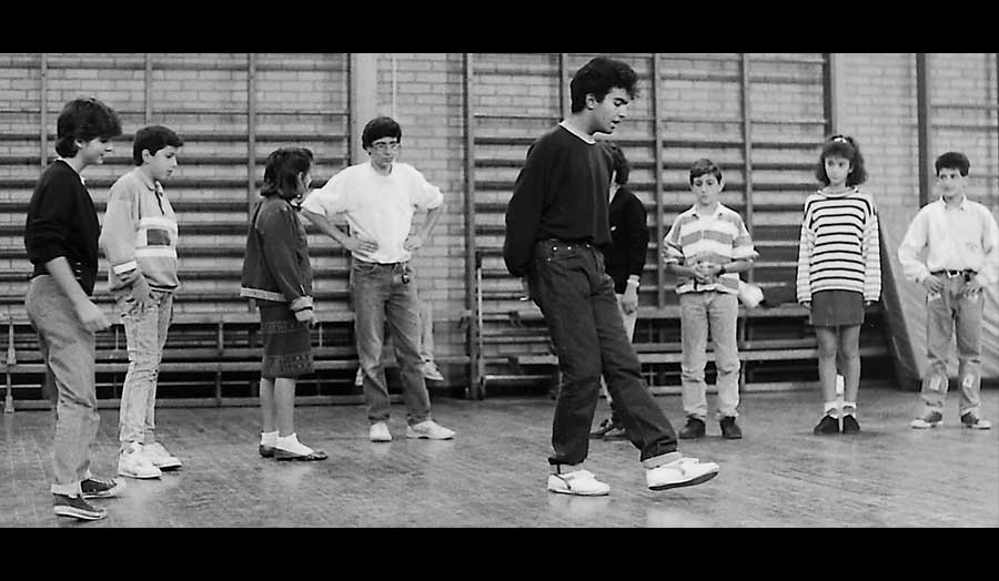 A group of children in a gymnasium