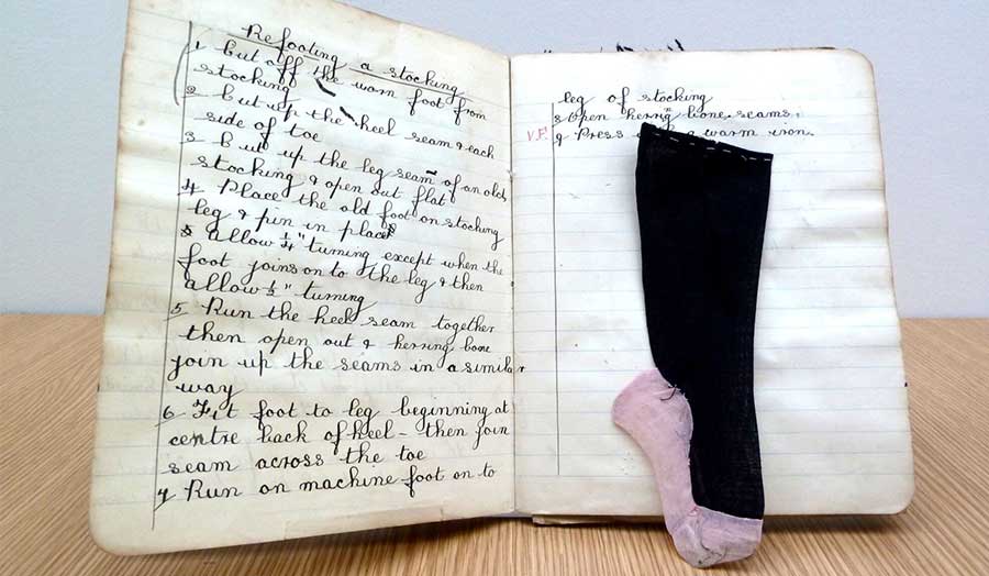 A notebook and a sock