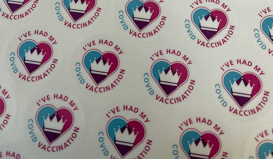A sheet of stickers given to people who have received their Covid-19 vaccine