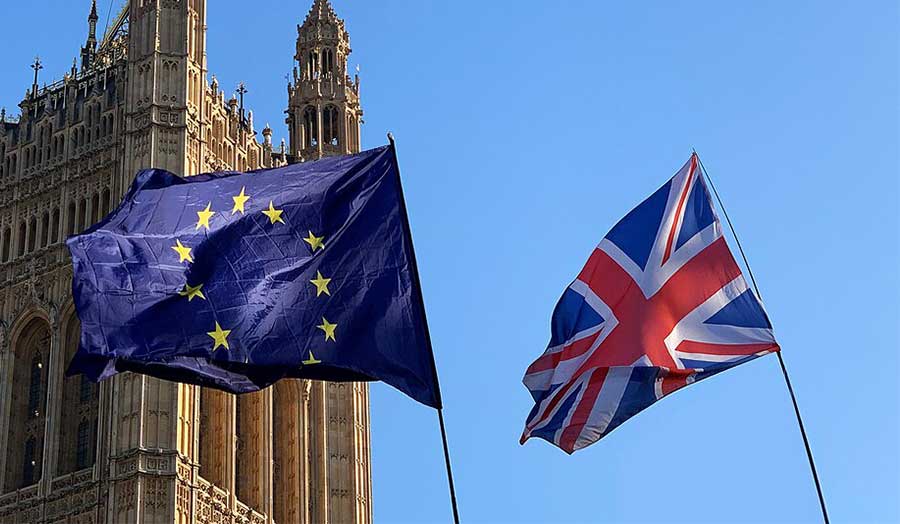 The EU and UK flags