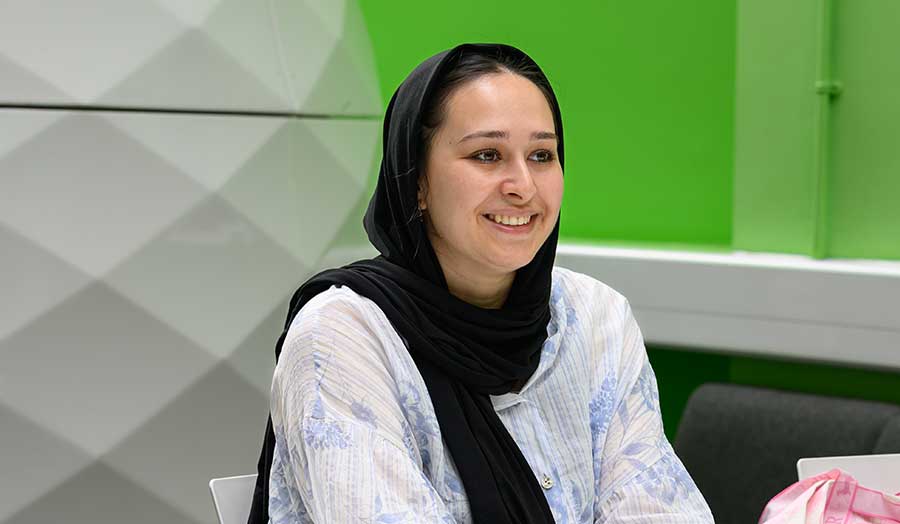 Isha pictured in the University's Holloway Road campus