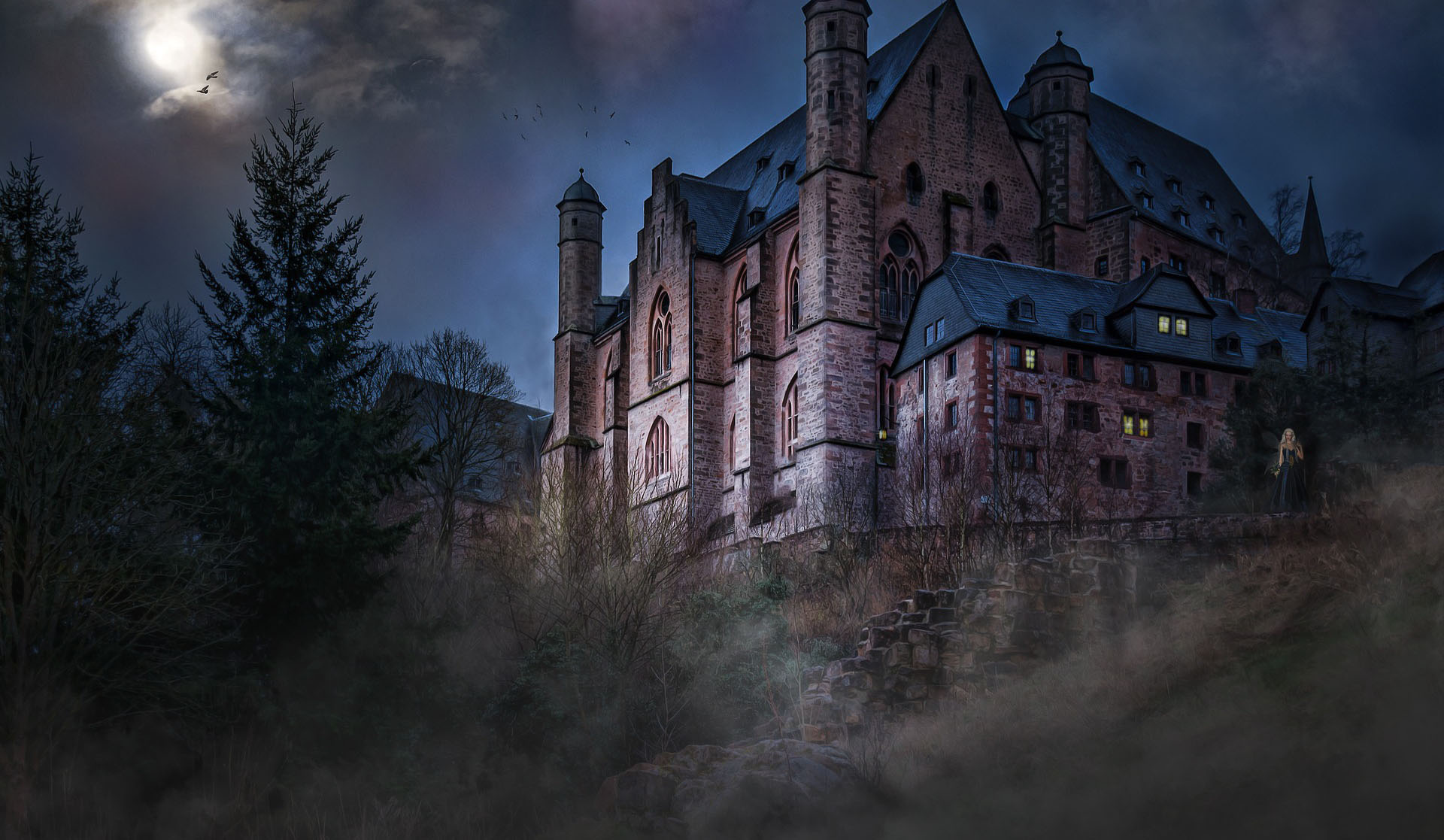 video game graphics of a castle